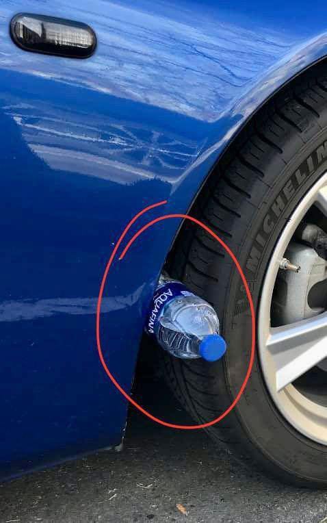 If You See A Plastic Bottle On Your Tire, Pay Close Attention.