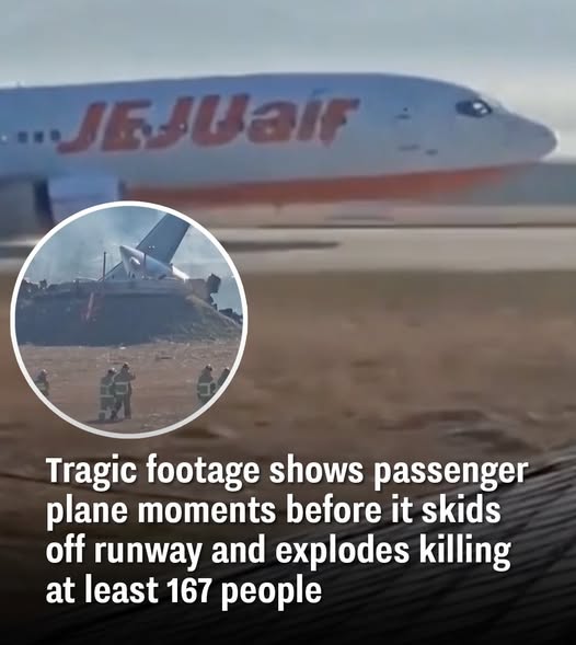 Tragic footage shows passenger plane moments before it skids off runway and explodes killing at least 167 people