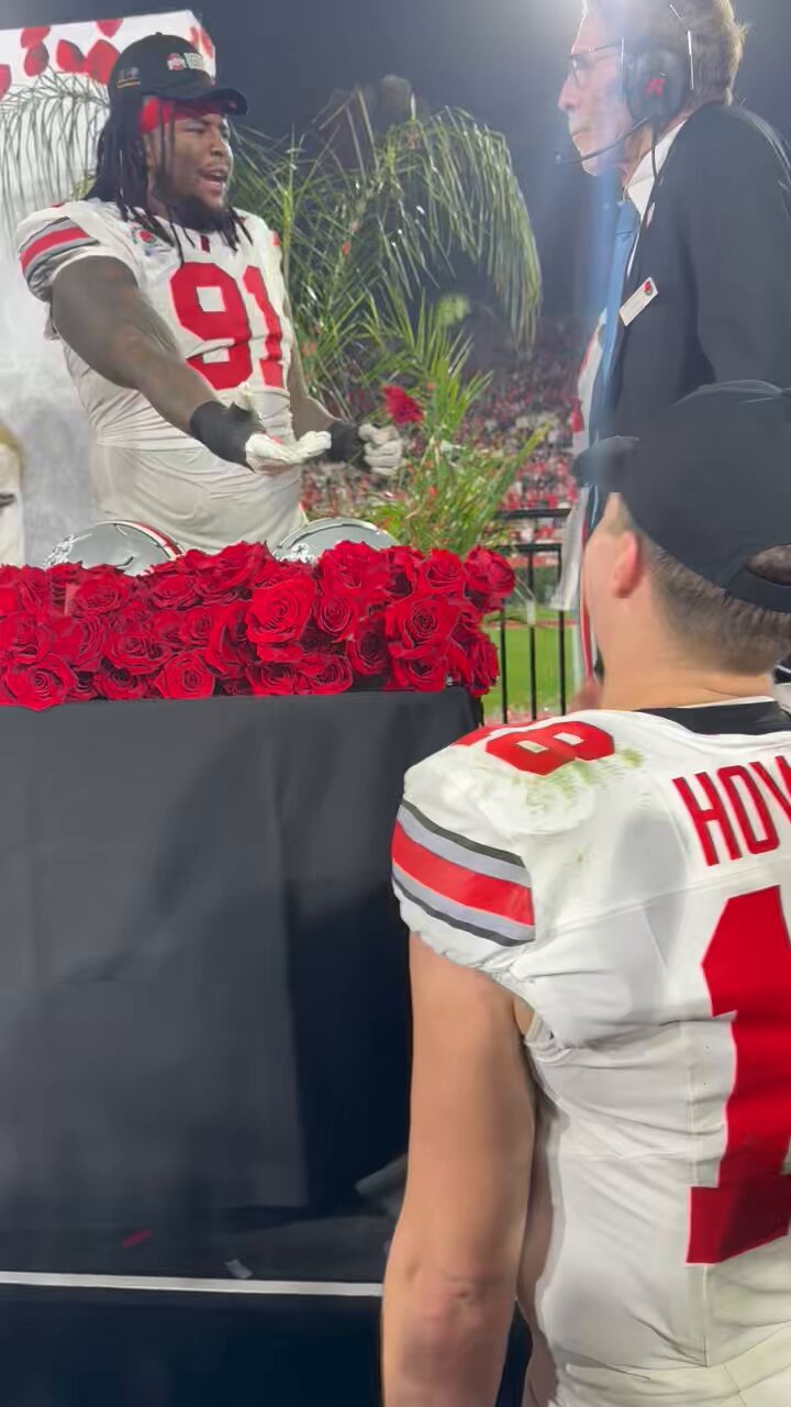 WATCH: Will Howard Praises Lord and Savior Jesus After Rose Bowl Victory, Then Faces “Physical Block” from Stage Access