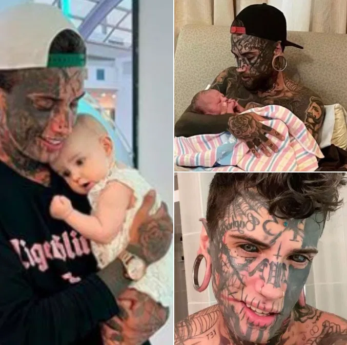 A tattooed father transforms himself for the sake of his small daughter.