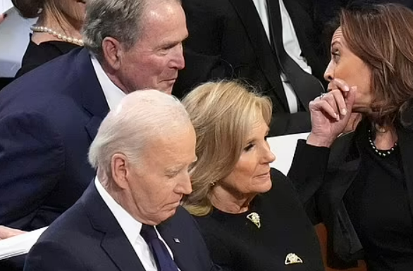 Jill Biden and Kamala Harris have very tense exchange at Jimmy Carter funeral