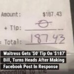 Waitress gets ‘$0’ tip on ‘$187’ bill, turns heads after making Facebook post ,in response.